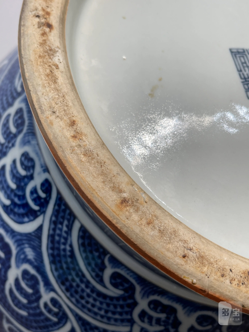 清晚期 仿乾隆青花缠枝莲纹大铺首尊 - 图13